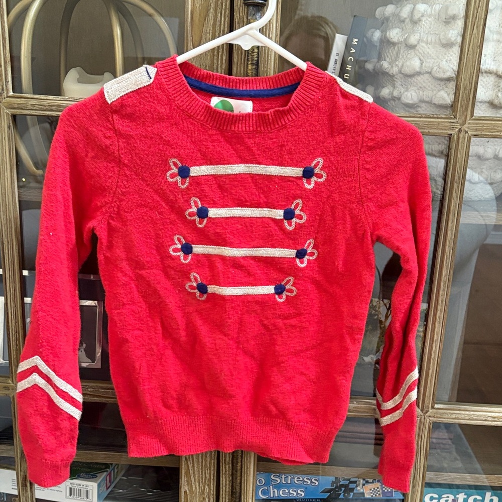 Mini Boden Vibrant Red Knit with Dark Blue Accent